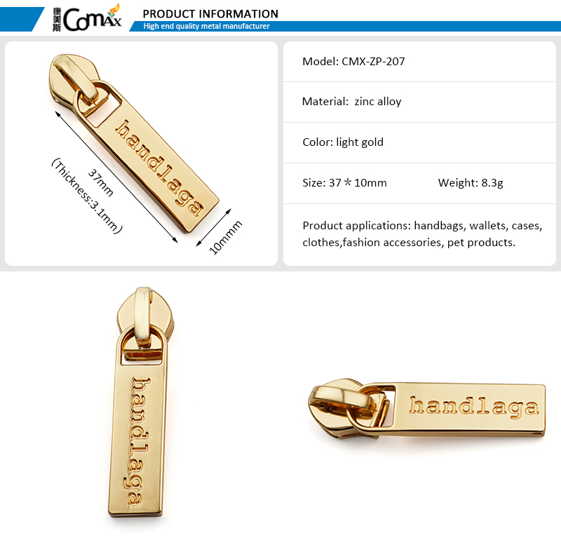 Custom Color Metal Zipper Slider for Handbag Hardware Bag Supply 5 Custom Zippers