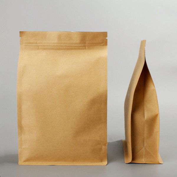 Coffee Snack Nuts Kraft Paper Zip Lock Packaging Bags Resealable Foil Inside Oilproof