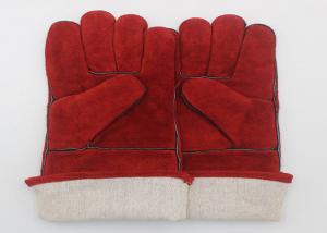 Quality Red Welding Work Gloves , Cow Split Leather Gloves OEM / ODM Service wholesale