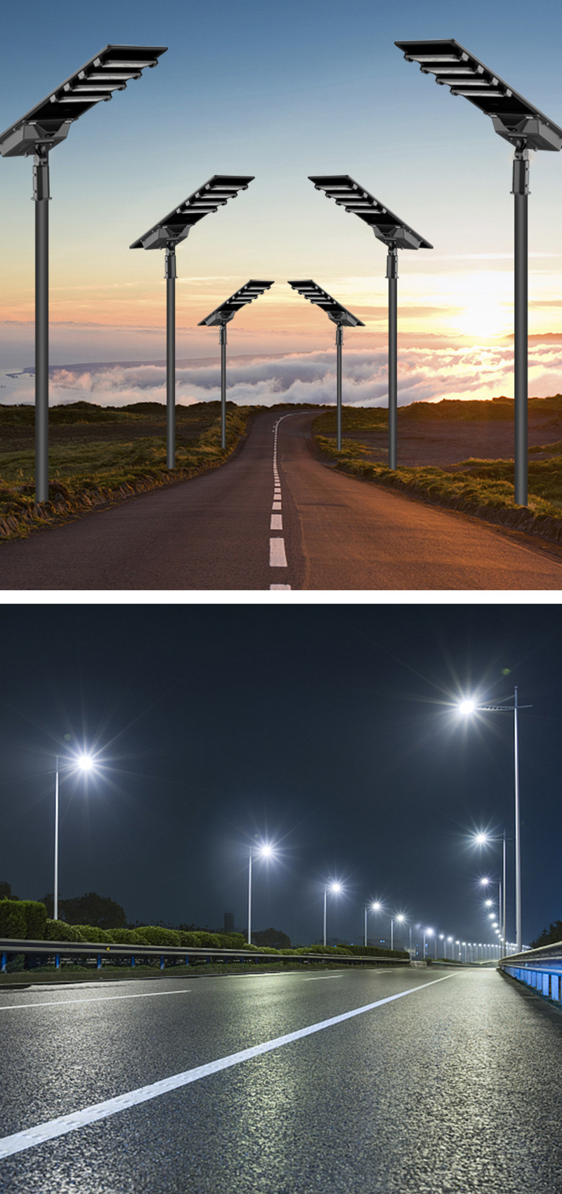 SMD5050 Solar LED Street Light Motion Sensor Remote Control 60 Watt Solar Street Light