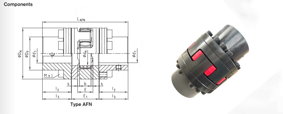 Torsionally Flexible Mechanical Coupling Double Flange LMS Same Type Of Rotex AFN