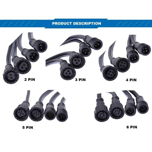 M18 IP68 2.4A Magnetic Pogo LED Strip 6pin Connector