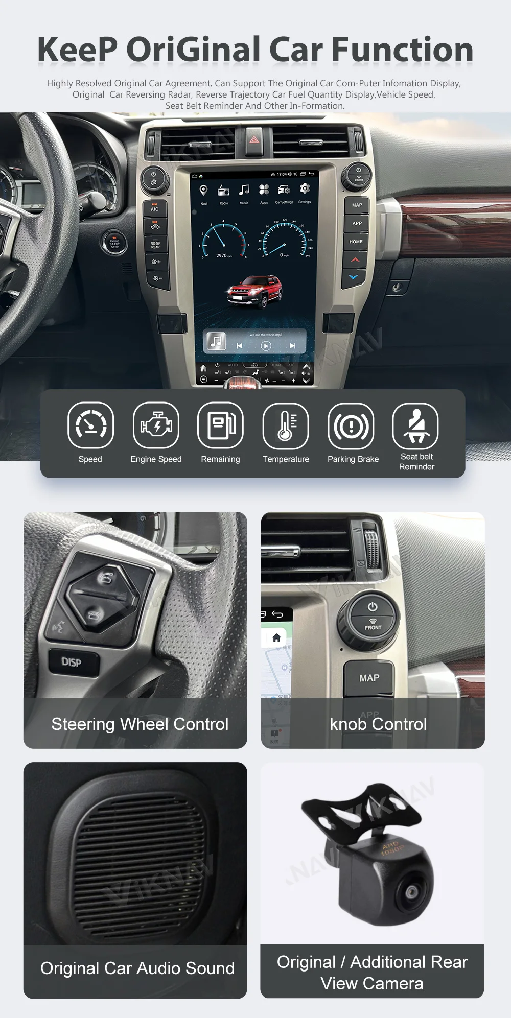 Android Toyota 4Runner Head Unit Auto Stereo 2010-2023 Multimedia Player Replacement