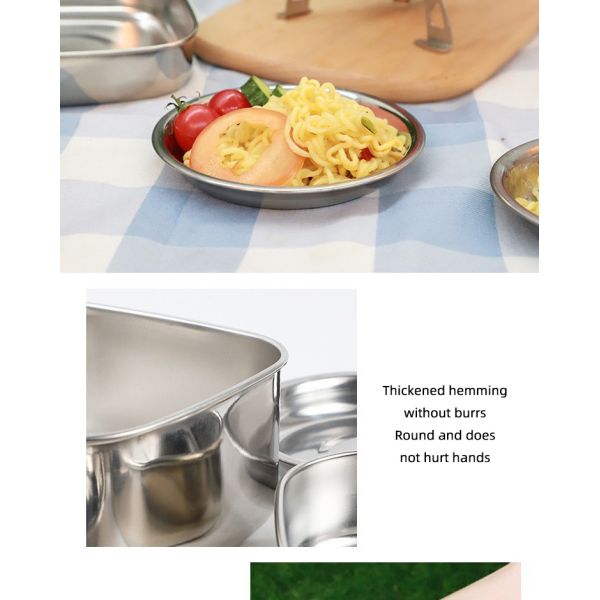 Lightweight Backpacking Outdoor Kitchen Picnic Pot Pan Stainless Steel 6 PCS Camping Cookware Set For Out Door Hiking