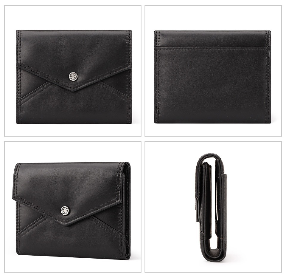 Open Closure First Layer Cowhide Buckle RFID Genuine Leather Women's Small Coin Purse