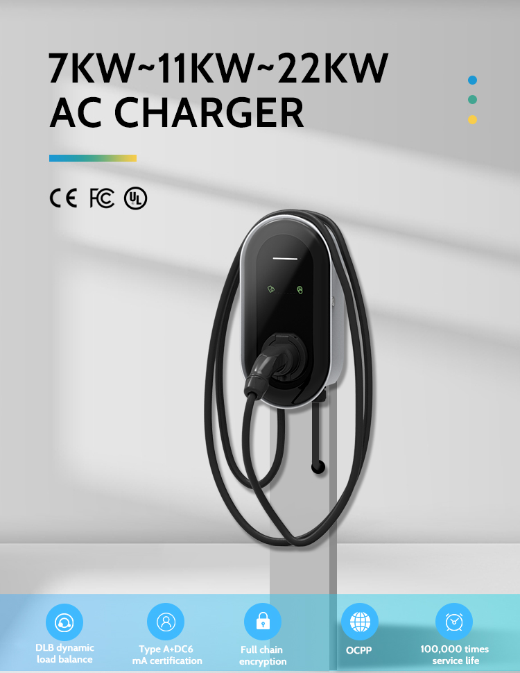 IP65 Protection 7kw Electric Car Charger with Type-1/Type-2/GB/T Interface Standard