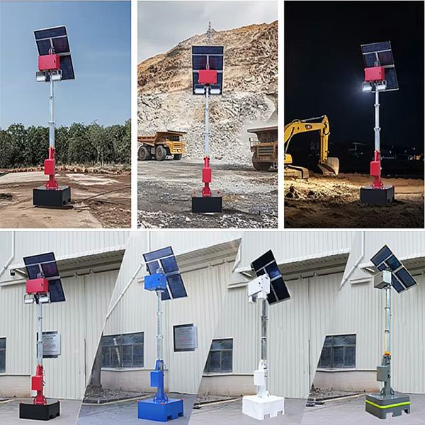 Dependable Solar Surveillance Tower High Efficiency Solar Panel and LED Beacon Light Solar Light Tower Supplier
