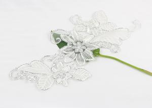 Quality Flower Embroidered Collar Lace Applique Patches For Silver Lace Wedding Dresses wholesale