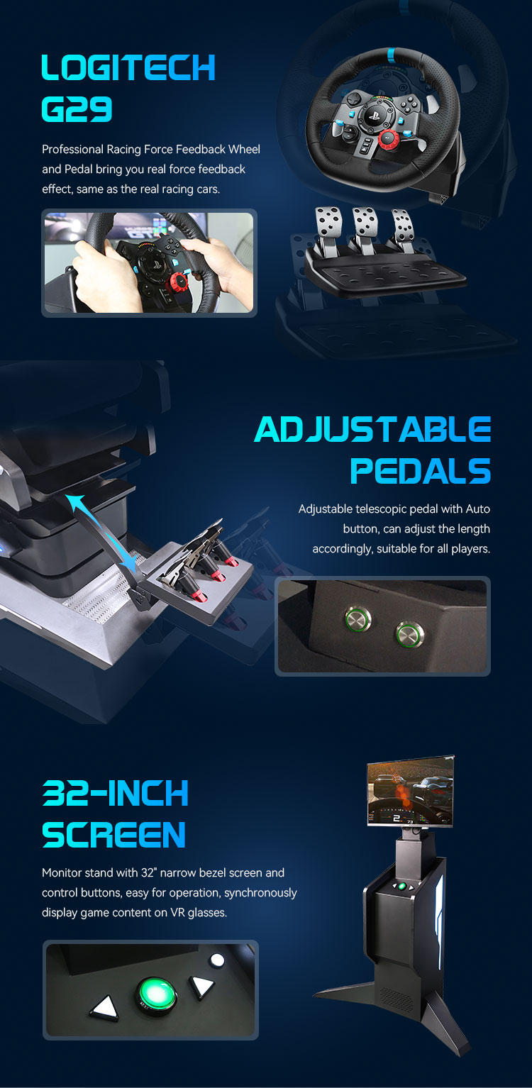 Theme Park 32 Inch Vr Car Simulator Games Race 3dof Motion Car Simulator Equipment