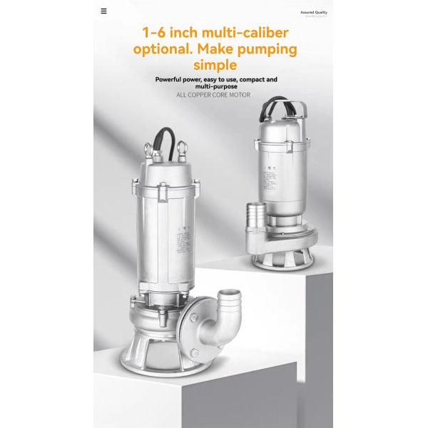 Stainless Steel Non Clog Submersible Pump for Mud Sewage Dirty Water