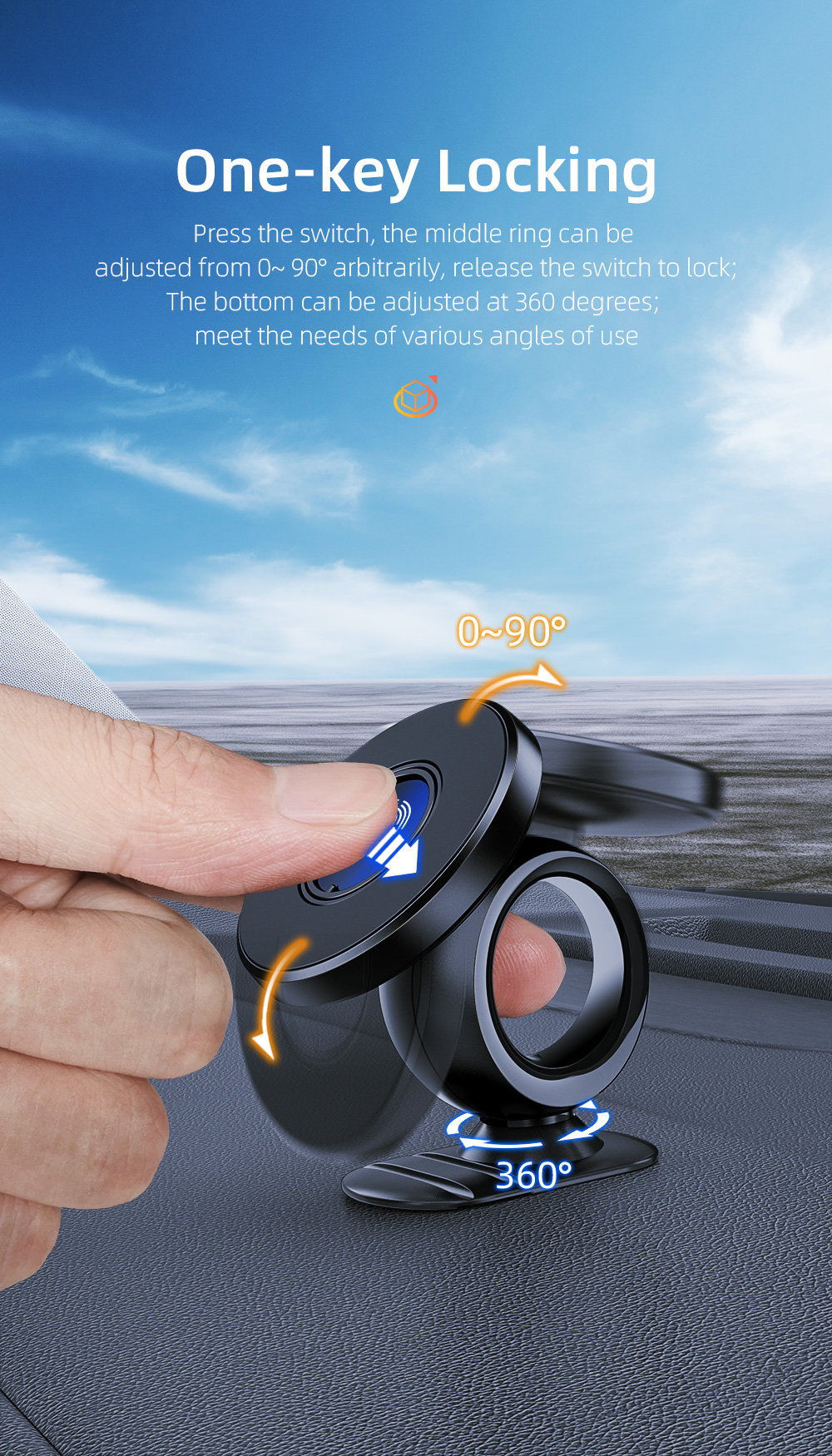 Mirror Magnetic 360 Magnetic Car Phone Holders OEM ODM with 3M Adhesive Paste