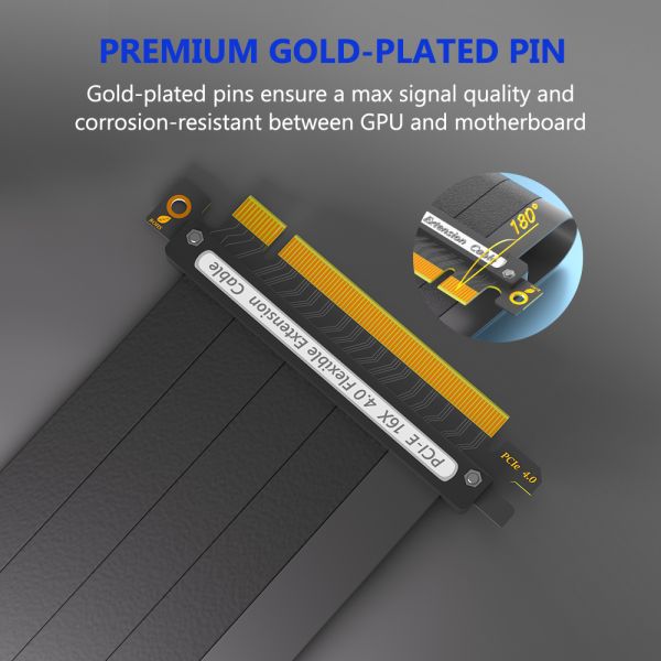 PCIE 4.0 16x Shielded GPU Riser Cable - 30cm Length PCI Express Extension Cable for High-Speed GPU Cards