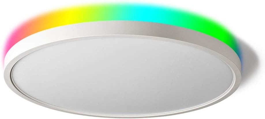 28W Modern RGBIC Surface Mounted Ceiling Light Fixture White Metal