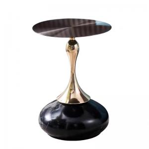 China Golden Stainless Steel Hotel Furniture Table With Lovely Round Base Rock Plate on sale