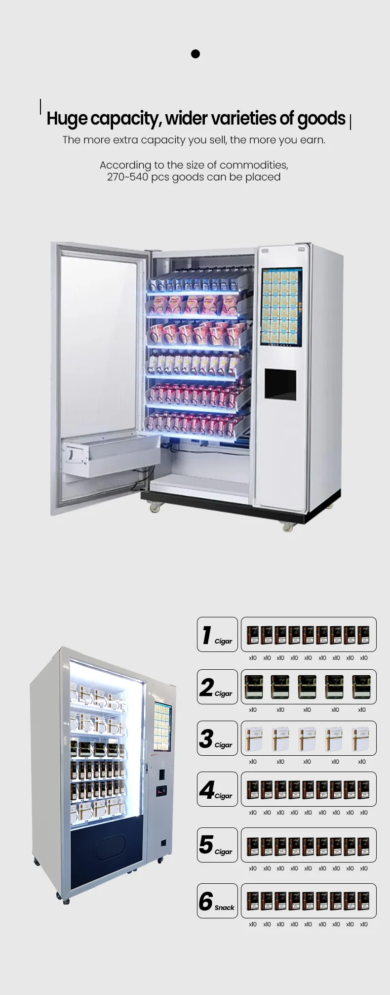 600 Pcs Innovative CBD Cigar Vending Machine With Age Checker Card Reader