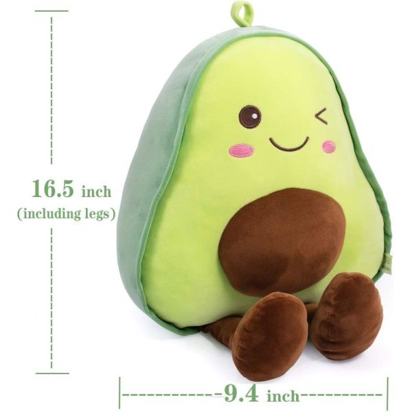 16.5-inch snuggle stuffed avocado fruit soft plush Throw pillow gift for kids, food shaped throw pillow toy for Christma