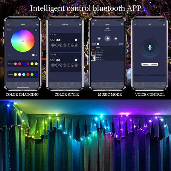 5m 10m App Control USB LED Leather Thread Lights String For Garden Tree Street Decor