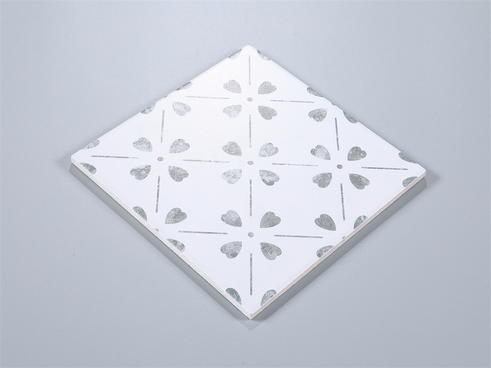 White 20x20cm Wear-Resistance Indoor Floral Ceramic Rustic Floor Tiles For Bathroom And Non-Slip Wall Tile For Living Room