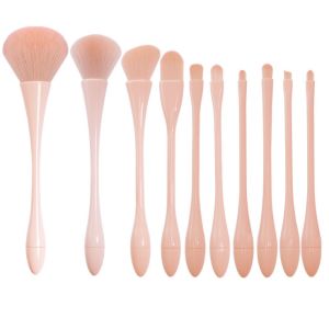 Quality Angular Cosmetic Brush Set Red Pink Rose Gold 10 Pcs Nylon filament bristles wholesale