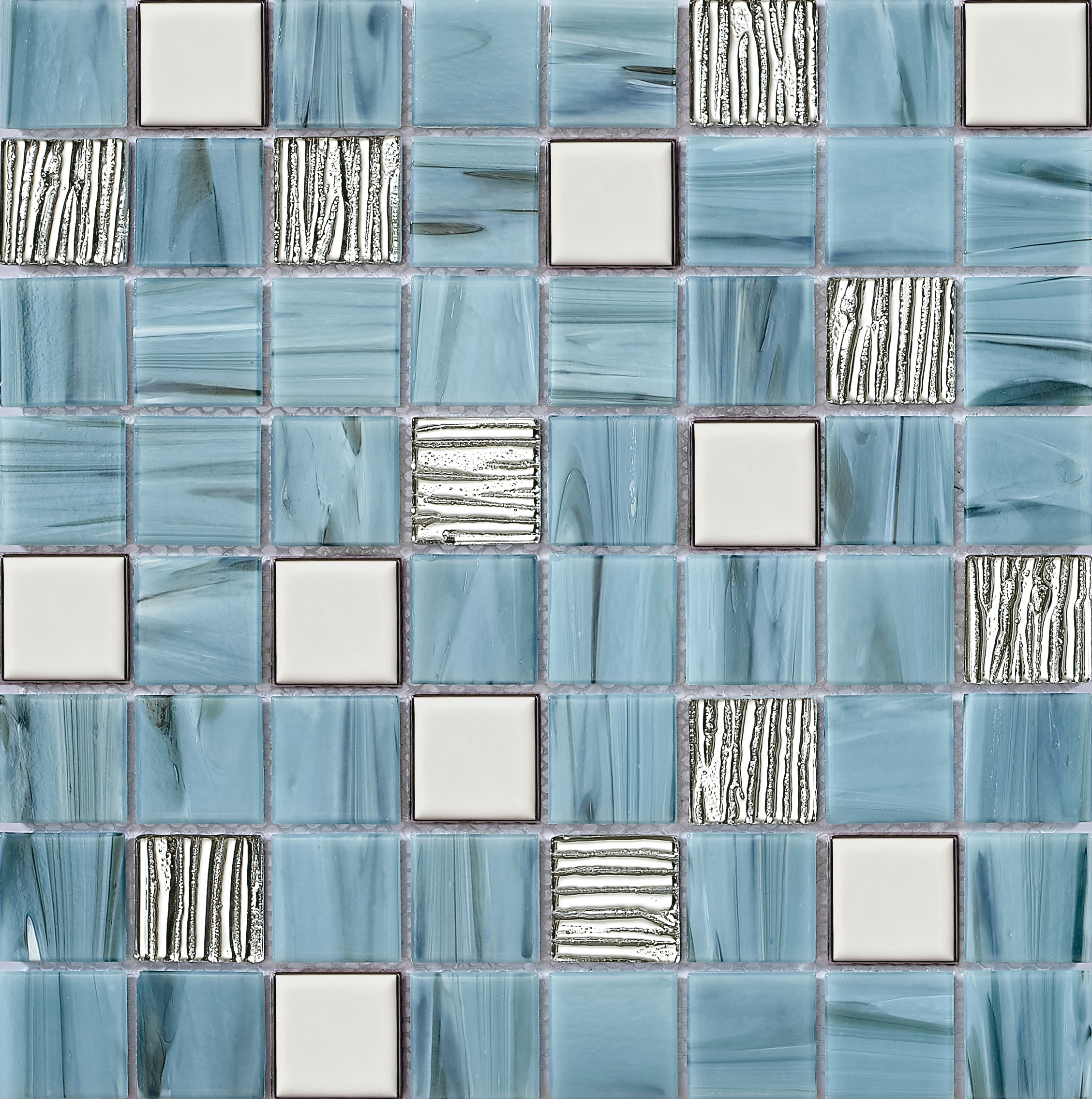 Anti-slip Blue 304x304mm Interior Wall Glass Swimming Pool Mosaics For Bedroom and Dining Room