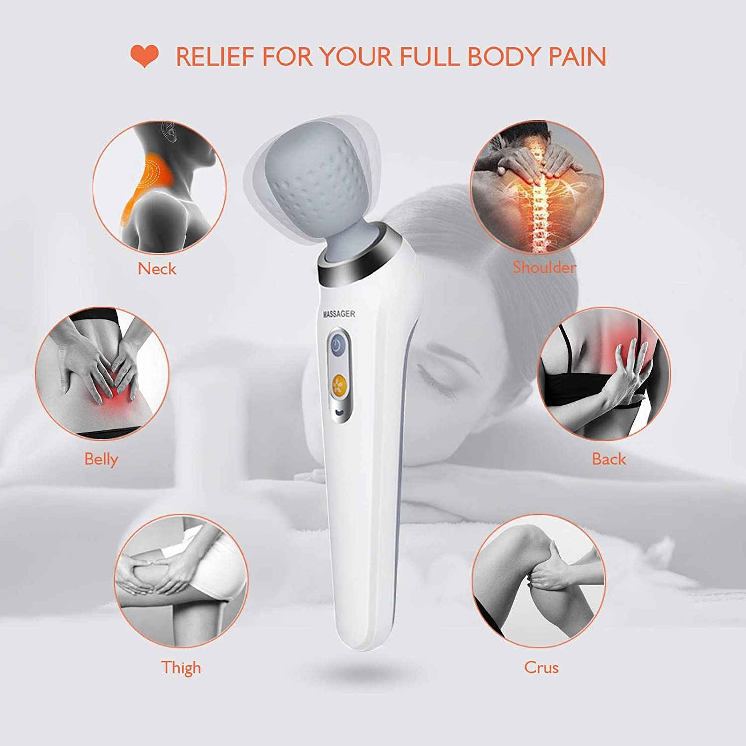Rechargeable Wireless Bodywand Massager Waterproof Vibration ROHS