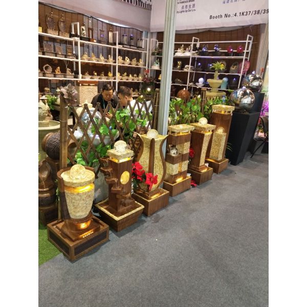 29 Inch Step Wood Rattan Effect Water Fountain