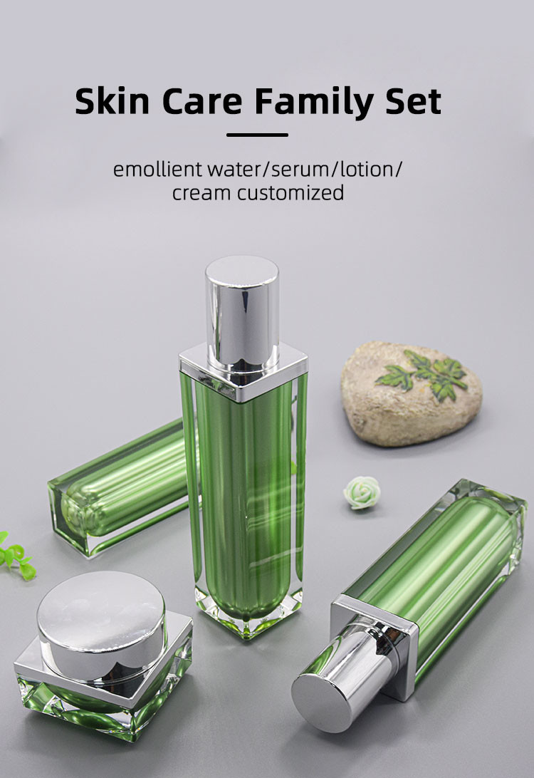 Square Acrylic Jar Lotion Bottle Set Cosmetic Container Suit