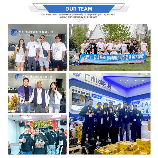 Professional team working on hydraulic equipment
