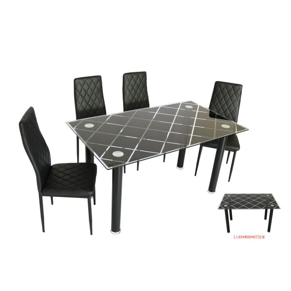 Simple Tempered Glass Top Modern Dinning Table And Chairs
