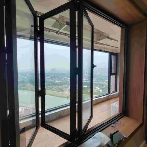 China Exterior Aluminium Folding Doors Double Glass Soundproof Bifold Doors For Shop on sale