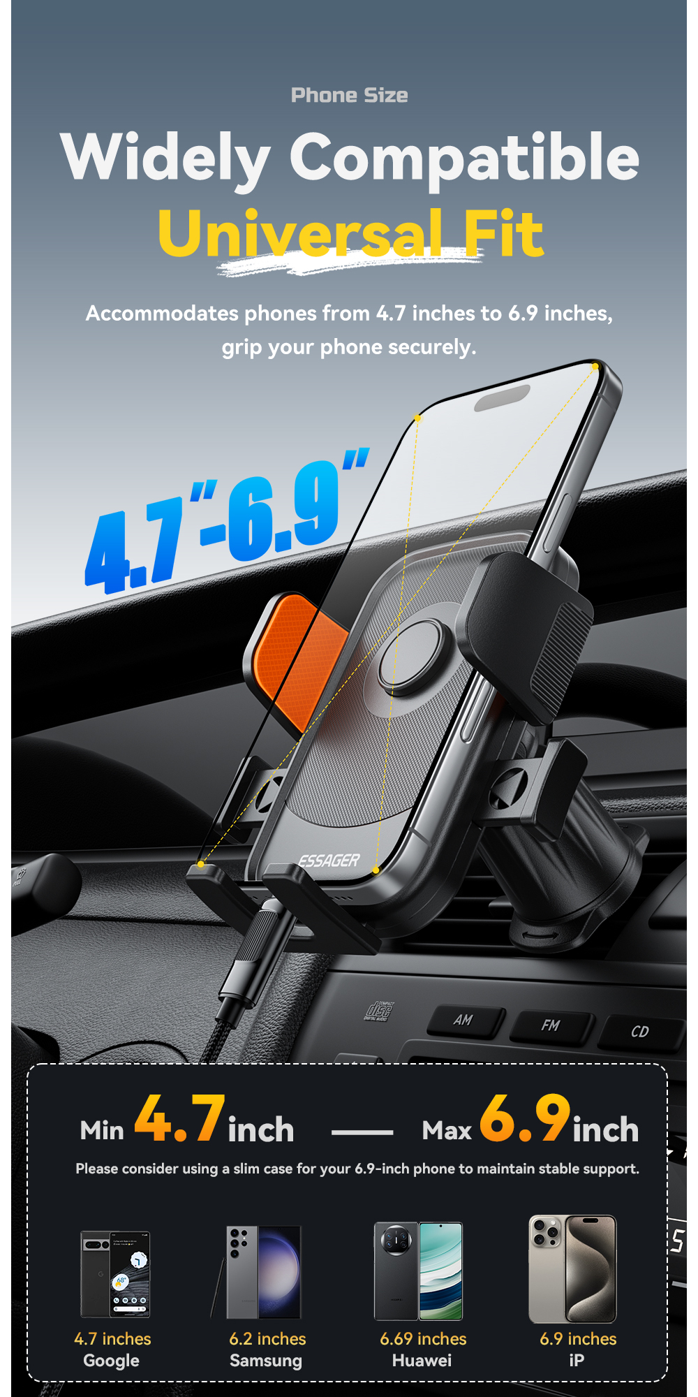 Essager ES-ZJ34 360 Flexible Adjustable Car Air Vent Mobile Phone Holder Stand