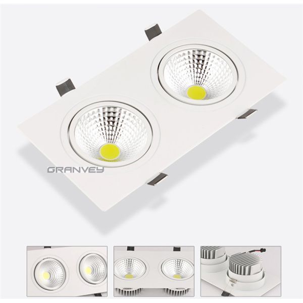 COB Double LED Recessed Downlights , Square LED Recessed Light With Housing 10W 18W