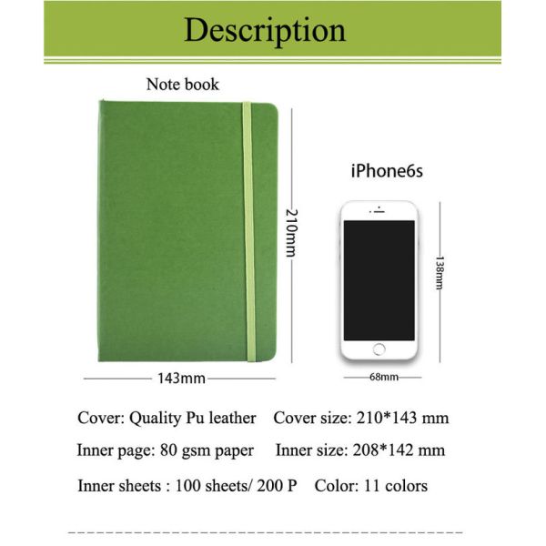 Office supplies lay out pu leather a5 size elastic closure custom notebook for promotional office and school use
