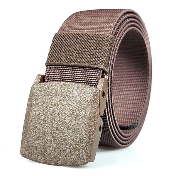 DANSKY Custom Logo Fabric Belt with Heat Cut Tail Plate Flip Buckle Elastic Stretchy Nylon Webbing Belt