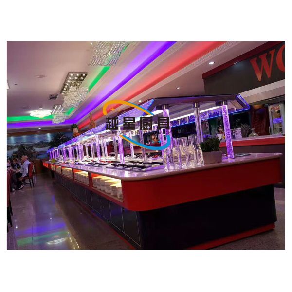 6.9 Meter Commercial Buffet Equipment White Artificial Marble Cafeteria Buffet Table