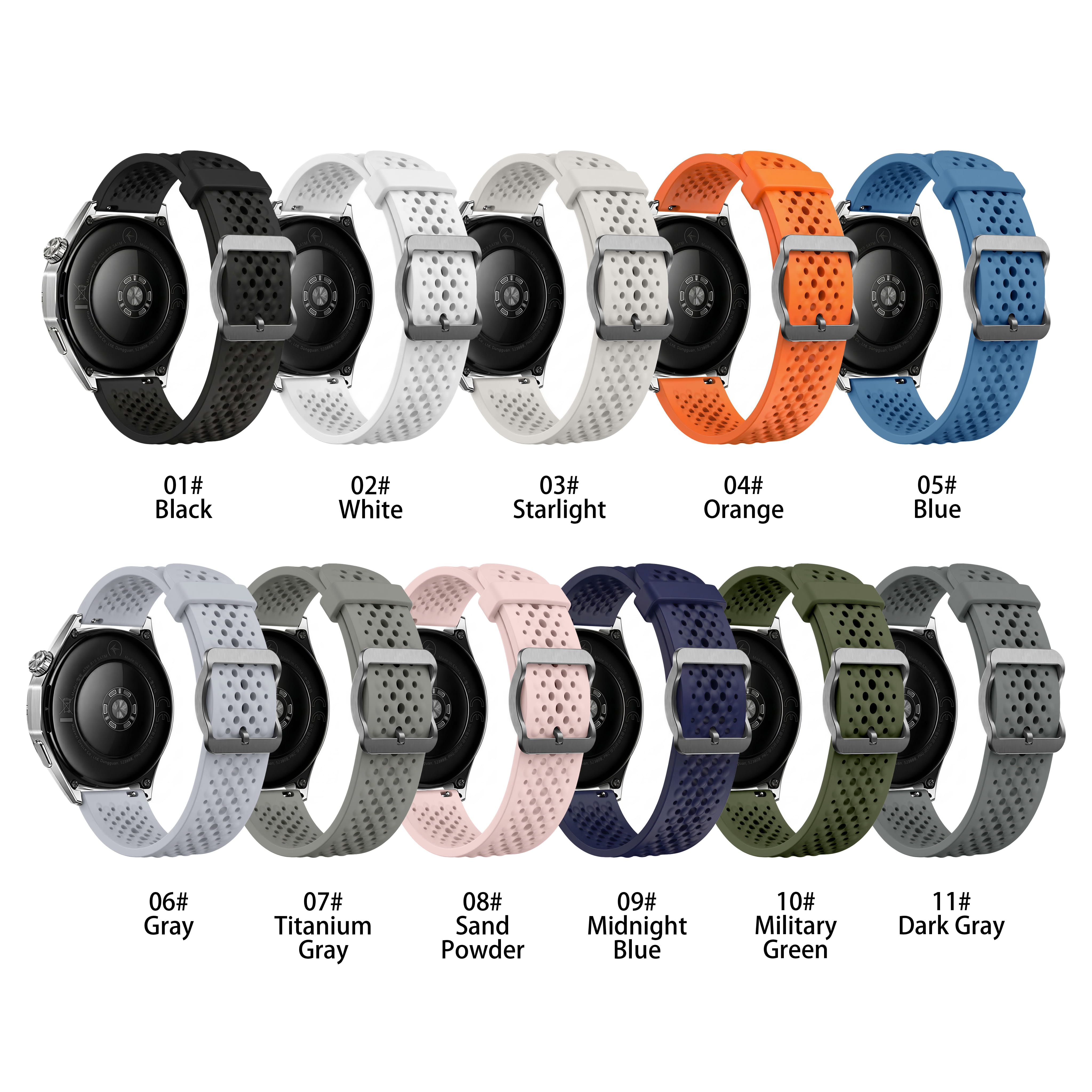 Adjustable Silicone Watch Band 18mm 20mm 22mm Sliding Buckle Strap Universal for Most Smart Watches Trendy Smart Watch Strap