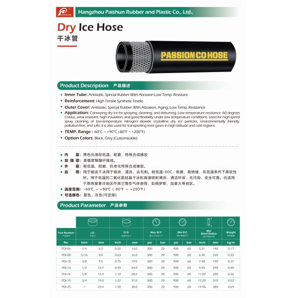 High Quality Dry Ice Hose Low Temperature Resistant Hose