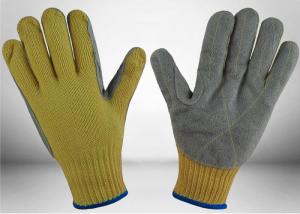 Quality Cow Split Leather Cut Resistant Gloves 7 Gauge Aramid Knitted Fully Protective wholesale