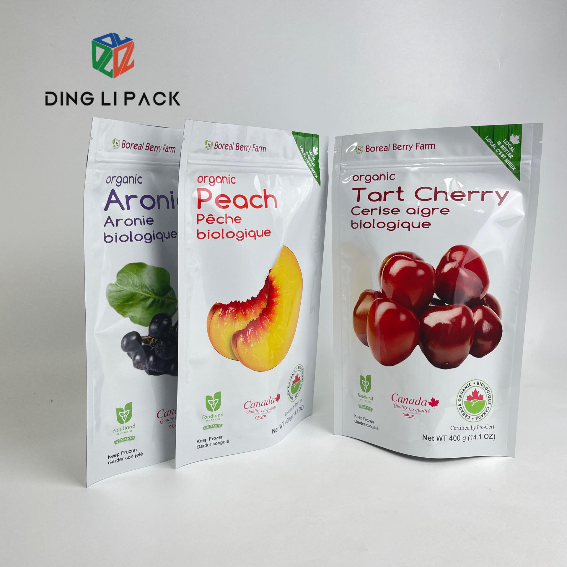 wholesale custom biodegradable clear stand uo pouches with zip lock coffee power tea snack food packaging bags