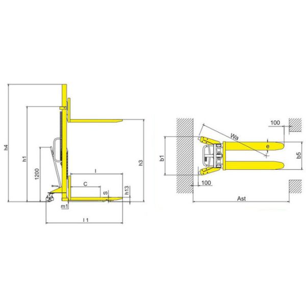 1500kg Capacity Manual Pallet Stacker For Short Distance Transportation