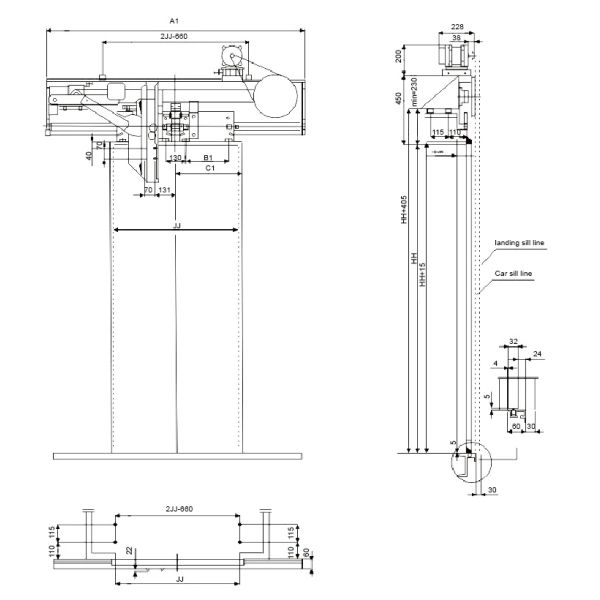 Stable Operation Elevator Door Operator Center Opening Passenger Elevator