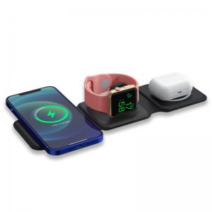 China Magnetic Foldable Fast Wireless Charging Pad 3 In 1 15W 10W 7.5W 5W on sale
