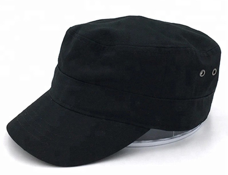 Plain Flat Top Army Cap Custom Military Distressed Hats Fitted Strap Closure