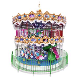 Quality 24 Seats Amusement Park Carousel Fiberglass Double Decker Carousel wholesale