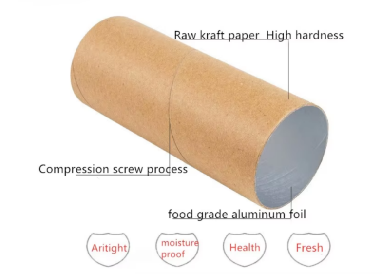 Easy To Tear Paper Packaging Food Grade Chocolate Jar Coffee Beans Empty Paper Tube Packaging