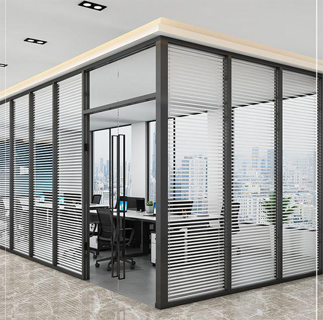 Full Height Aluminum Glass Partition Wall 83mm Demountable