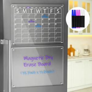 China A3 A4 Fridge Magnet Sticker Acrylic Dry Erase Board Calendar With Markers on sale