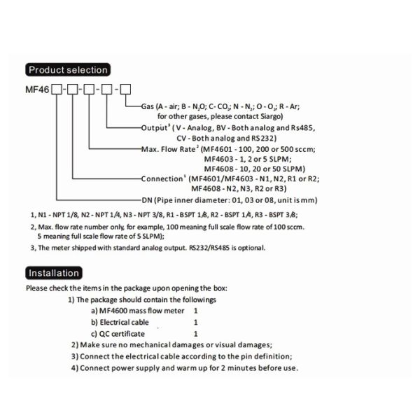 MF4600 Series Digital Argon Gas Medical Oxygen Flow Meter Sensor O2 N2O