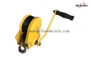 China Small Trailer Boat Manual Hand Winch 1200 Lb Automatic Brake Yellow Plated Manual Winch Pulling on sale