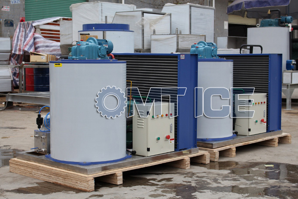 Commercial Freshwater Flake Ice Machine 5HP Flake Ice Making Machine 1Ton/24hrs